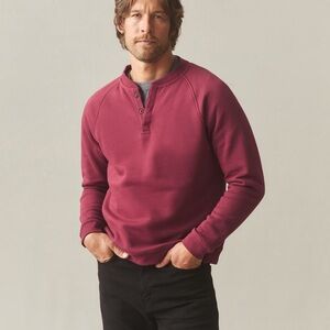 American Giant Men's Midweight Snap Henley in red size medium cotton made USA
